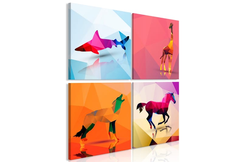 Bilde Geometric Animals 4 Parts 60x60 - Artgeist sp. z o. o. - Innredning - Bilder & kunst - Lerretsbilder