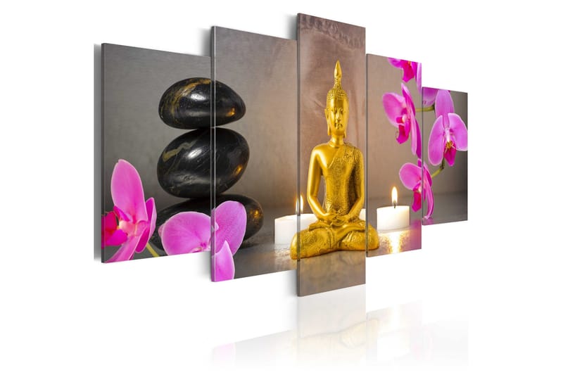 Bilde Golden Buddha And Orchids 100x50, Artgeist sp. z o. o.