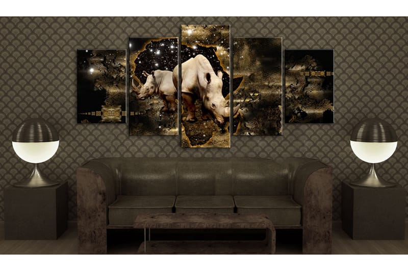 Bilde Golden Rhino 200x100 - Artgeist sp. z o. o. - Innredning - Bilder & kunst - Lerretsbilder