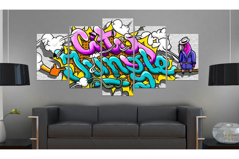 Bilde Graffiti City Jungle 100x50 - Artgeist sp. z o. o. - Innredning - Bilder & kunst - Lerretsbilder