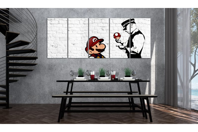 Bilde Graffiti On Brick 225x90 - Artgeist sp. z o. o. - Innredning - Bilder & kunst - Lerretsbilder