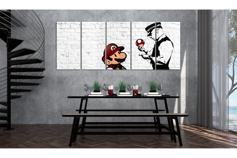 Bilde Graffiti On Brick 225x90 - Artgeist sp. z o. o. - Innredning - Bilder & kunst - Lerretsbilder
