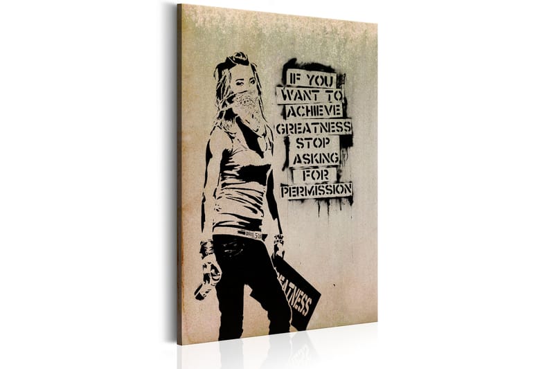Bilde Graffiti Slogan By Banksy 60x90 - Artgeist sp. z o. o. - Lerretsbilder