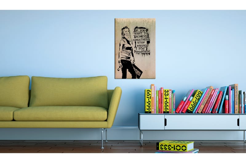 BIlde Graffiti Slogan by Banksy 80x120 - Artgeist sp. z o. o. - Innredning - Bilder & kunst - Lerretsbilder