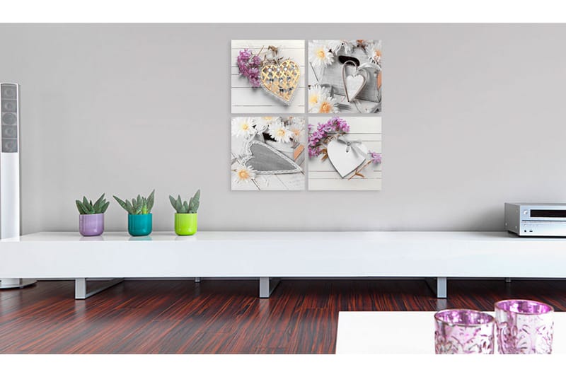Bilde Hearts And Flowers 60x60 - Artgeist sp. z o. o. - Innredning - Bilder & kunst - Lerretsbilder