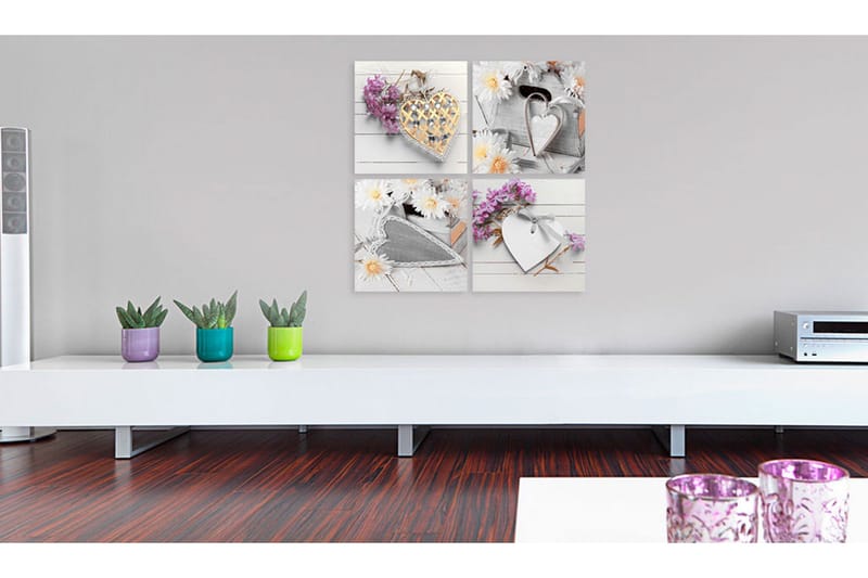 Bilde Hearts And Flowers 60x60 - Artgeist sp. z o. o. - Innredning - Bilder & kunst - Lerretsbilder