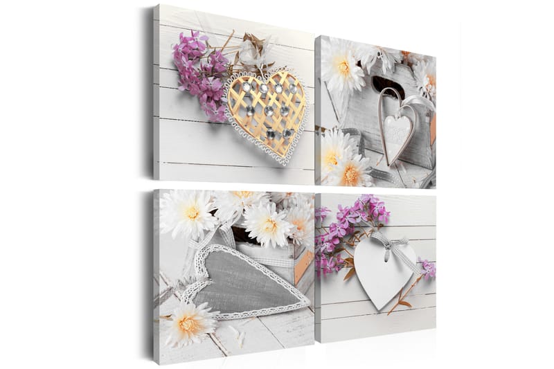Bilde Hearts And Flowers 60x60 - Artgeist sp. z o. o. - Innredning - Bilder & kunst - Lerretsbilder