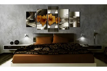 Bilde Hippeastrum And Abstract Waves 200x100 - Artgeist sp. z o. o. - Innredning - Bilder & kunst - Lerretsbilder