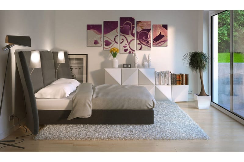 Bilde Hjerter Og Lilje 100x50 - Artgeist sp. z o. o. - Innredning - Bilder & kunst - Lerretsbilder