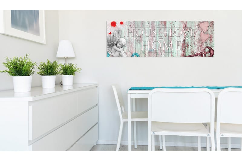 Bilde Home House + Love 150x50 - Artgeist sp. z o. o. - Innredning - Bilder & kunst - Lerretsbilder