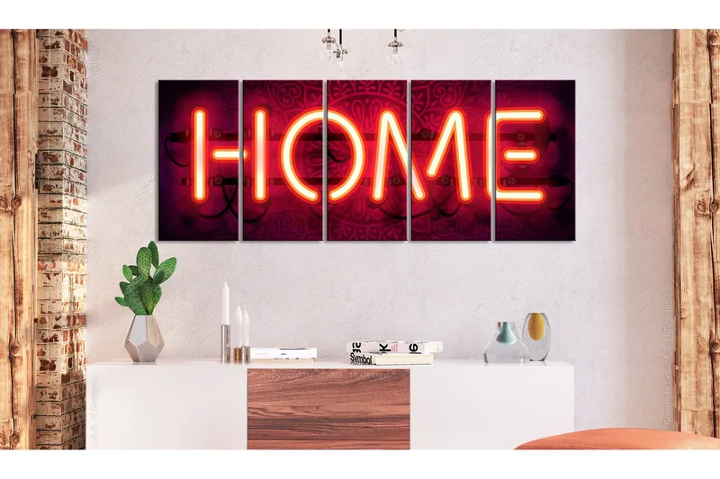 Bilde Home Neon 200x80 - Artgeist sp. z o. o. - Innredning - Bilder & kunst - Lerretsbilder