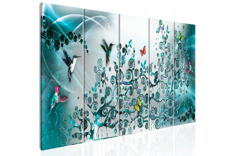 Bilde Hummingbirds Dance 5 Parts Turquoise Narrow 200x80, Artgeist sp. z o. o.