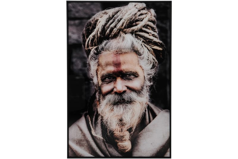 Bilde Indian med Knute i Skjegg - Flerfarget - Lerretsbilder