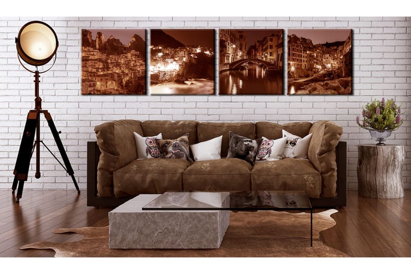 Bilde Italian Towns Sepia 40x40 - Artgeist sp. z o. o. - Innredning - Bilder & kunst - Lerretsbilder