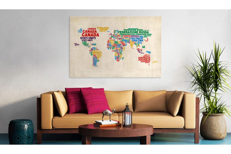 Bilde Italienske Navn På Land 90x60 - Artgeist sp. z o. o. - Innredning - Bilder & kunst - Lerretsbilder
