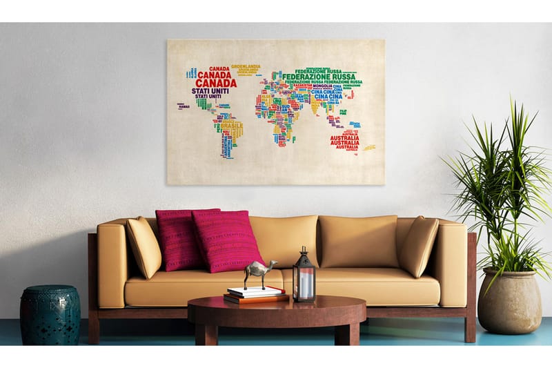 Bilde Italienske Navn På Land 90x60 - Artgeist sp. z o. o. - Innredning - Bilder & kunst - Lerretsbilder