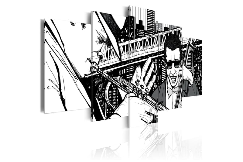 Bilde Jazzkonsert New York Skyskraper 5 Stk 200x100 - Artgeist sp. z o. o. - Innredning - Bilder & kunst - Lerretsbilder