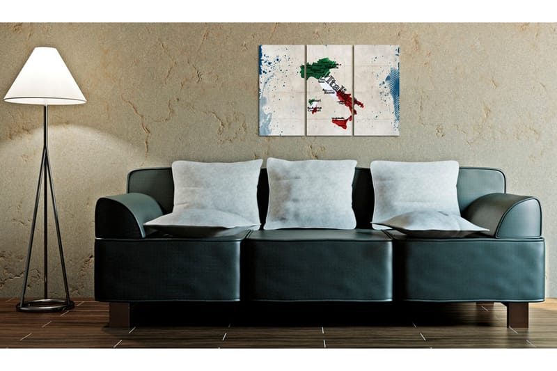 Bilde Kart Over Italia Triptyk 120x80 - Artgeist sp. z o. o. - Innredning - Bilder & kunst - Lerretsbilder