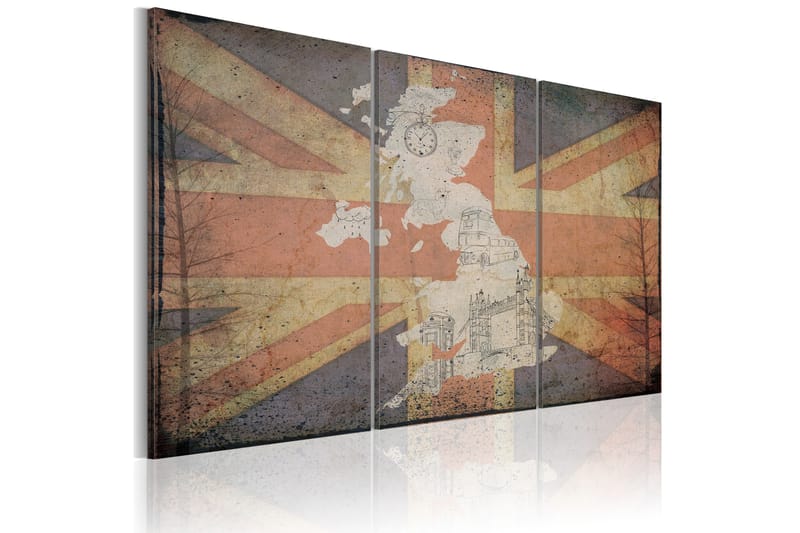 Bilde Kart Over Storbritannia Triptyk 60x40 - Artgeist sp. z o. o. - Innredning - Bilder & kunst - Lerretsbilder