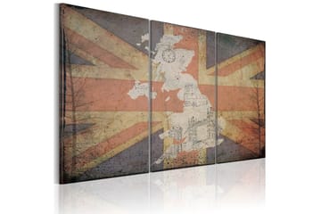 Bilde Kart Over Storbritannia Triptyk 60x40