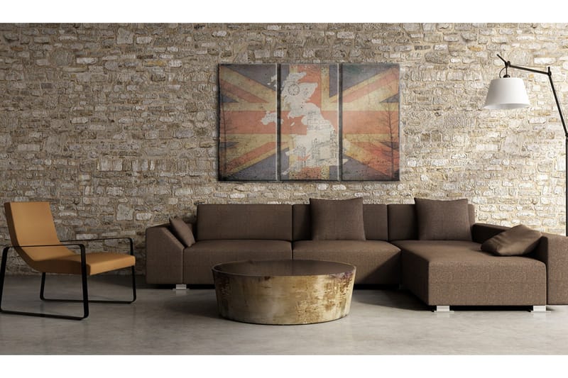 Bilde Kart Over Storbritannia Triptyk 60x40 - Artgeist sp. z o. o. - Innredning - Bilder & kunst - Lerretsbilder