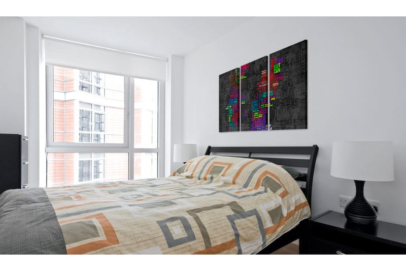 Bilde Kart Over Sverige Fargede Navn Steder Triptyk 120x80 - Artgeist sp. z o. o. - Innredning - Bilder & kunst - Lerretsbilder