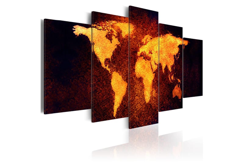 Bilde Kart Over Verden Hot Lava 100x50 - Artgeist sp. z o. o. - Innredning - Bilder & kunst - Lerretsbilder