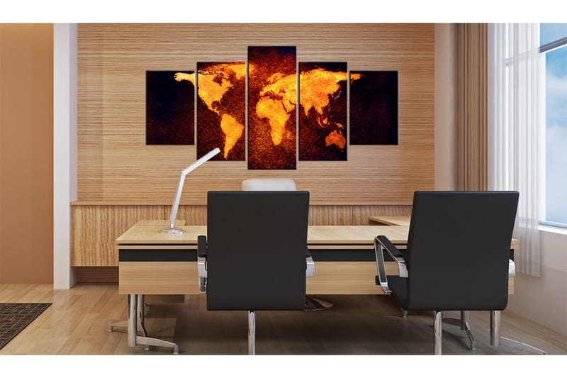 Bilde Kart Over Verden Hot Lava 100x50 - Artgeist sp. z o. o. - Innredning - Bilder & kunst - Lerretsbilder