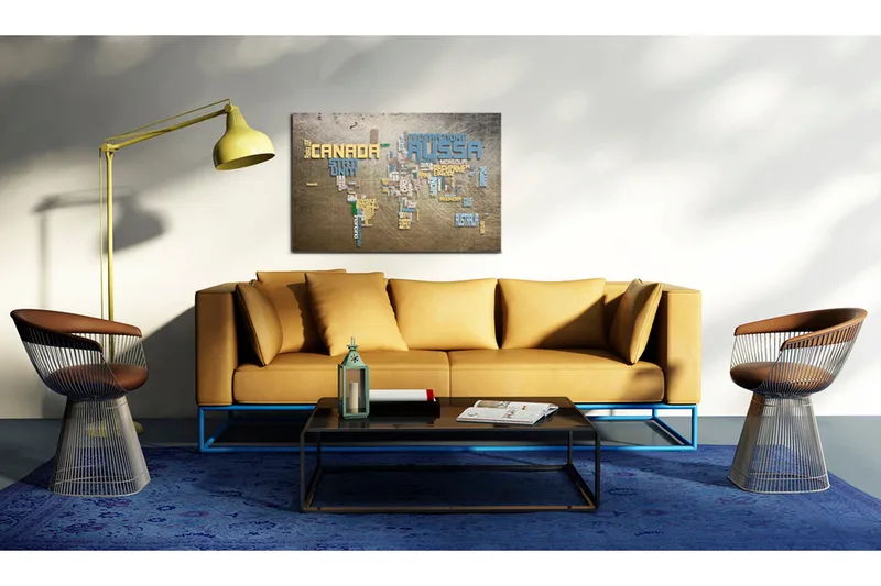 Bilde Kart Over Verden Italiensk 90x60 - Artgeist sp. z o. o. - Innredning - Bilder & kunst - Lerretsbilder