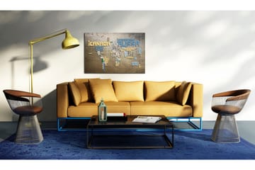 Bilde Kart Over Verden Italiensk 90x60 - Artgeist sp. z o. o. - Innredning - Bilder & kunst - Lerretsbilder