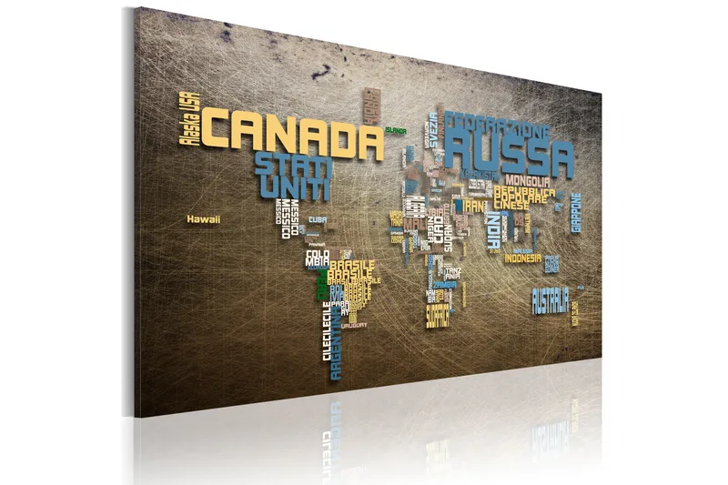 Bilde Kart Over Verden Italiensk 90x60 - Artgeist sp. z o. o. - Innredning - Bilder & kunst - Lerretsbilder