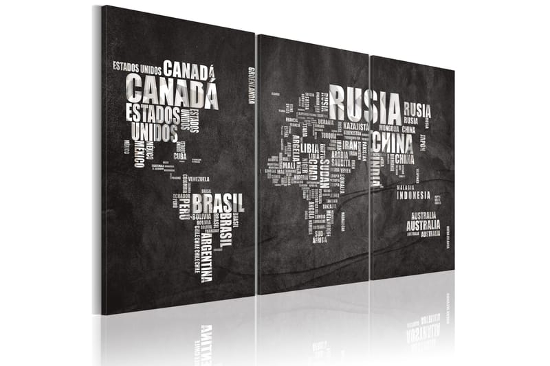 Bilde Kart Over Verden Spansk Språk Triptyk 120x80 - Artgeist sp. z o. o. - Innredning - Bilder & kunst - Lerretsbilder