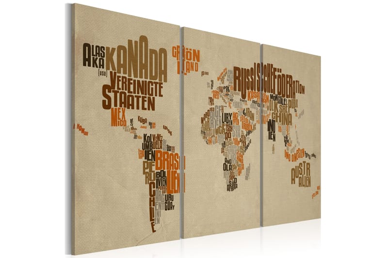 Bilde Kart Over Verden Tysk Triptyk 120x80 - Artgeist sp. z o. o. - Innredning - Bilder & kunst - Lerretsbilder