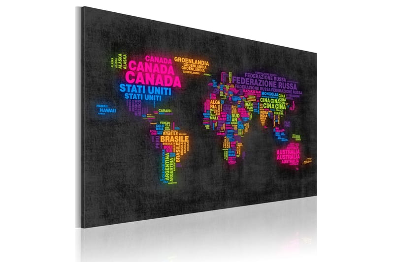 Bilde Kartn Over Verden Italiensk Navn 60x40, Artgeist sp. z o. o.
