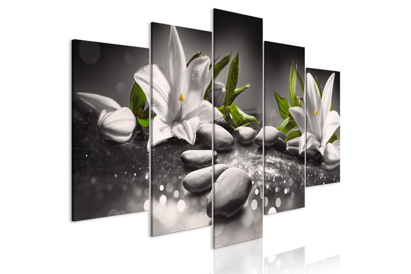 Bilde Lilies And Stones 5 Parts Wide Grey 200x100, Artgeist sp. z o. o.