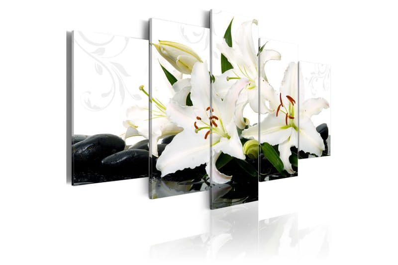 Bilde Lilies And Zen Stones 100x50 - Artgeist sp. z o. o. - Innredning - Bilder & kunst - Lerretsbilder