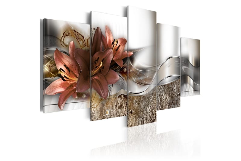 Bilde Lily Marsala And Abstraction 100x50, Artgeist sp. z o. o.