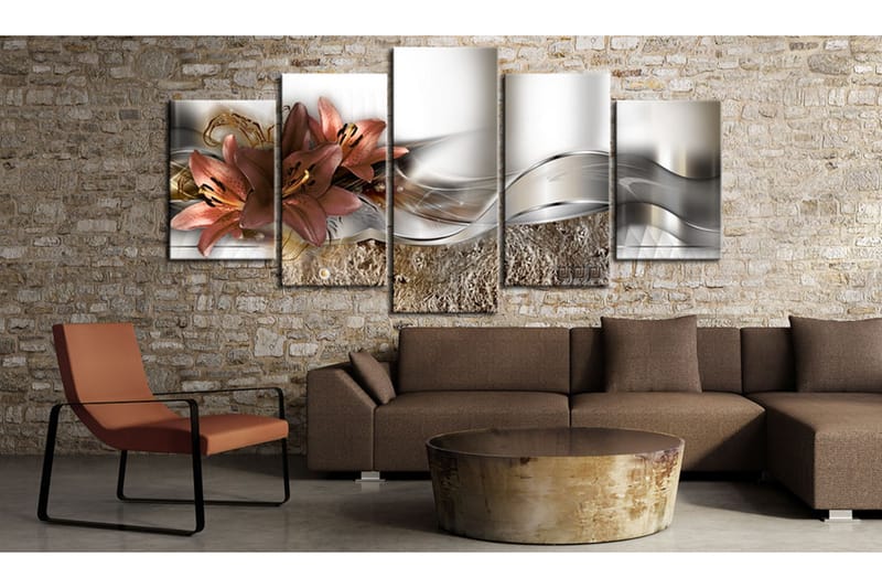 Bilde Lily Marsala And Abstraction 200x100 - Artgeist sp. z o. o. - Innredning - Bilder & kunst - Lerretsbilder