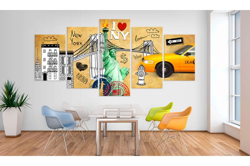 Bilde Love New Jork City 100x50 - Artgeist sp. z o. o. - Innredning - Bilder & kunst - Lerretsbilder