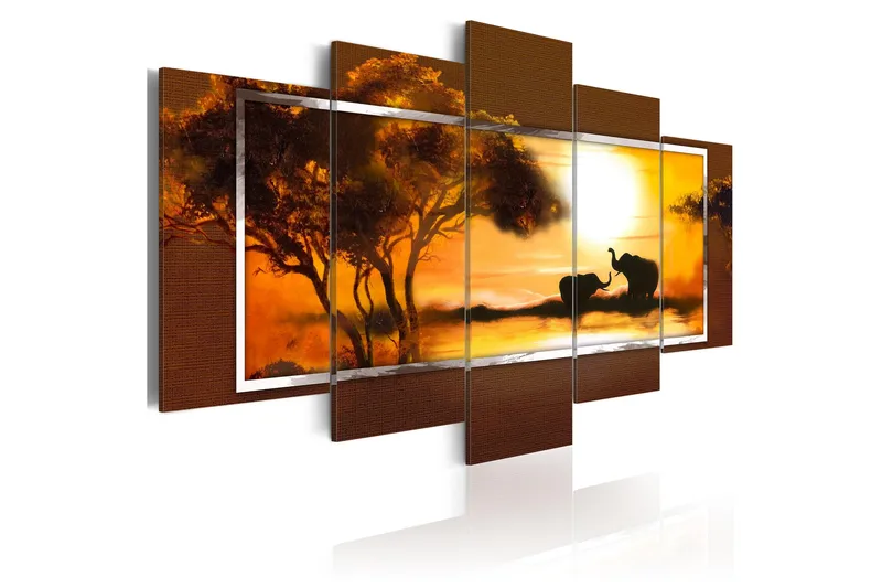 Bilde Møte På Savannen 200x100 - Artgeist sp. z o. o. - Innredning - Bilder & kunst - Lerretsbilder