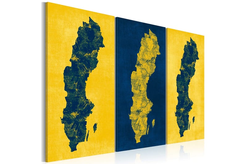 Bilde Malt Kart Over Sverige Triptyk 120x80, Artgeist sp. z o. o.