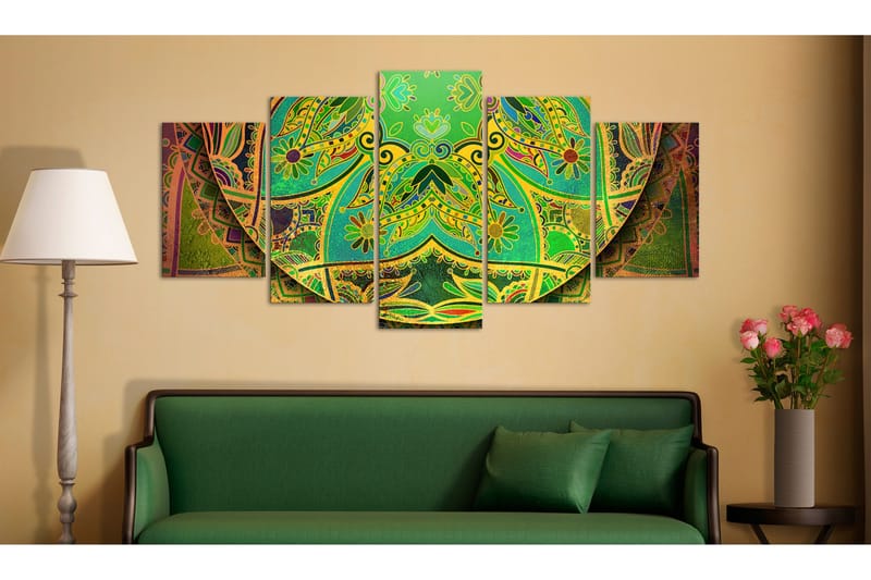 Bilde Mandala Green Energy 100x50 - Artgeist sp. z o. o. - Innredning - Bilder & kunst - Lerretsbilder