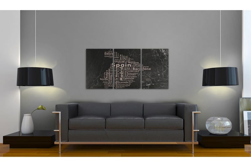 Bilde Map Of Spain On The Blackboard Triptich 120x60 - Artgeist sp. z o. o. - Innredning - Bilder & kunst - Lerretsbilder