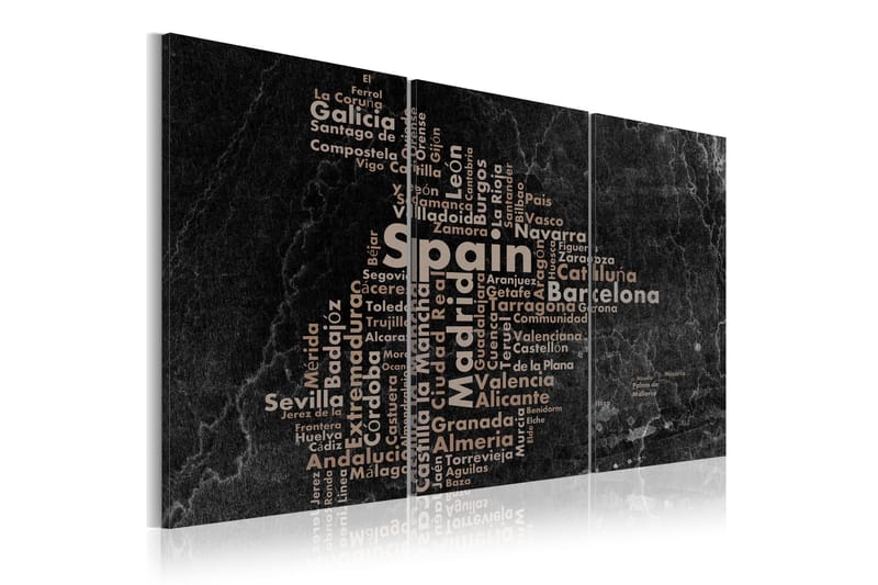 Bilde Map Of Spain On The Blackboard Triptich 120x60, Artgeist sp. z o. o.