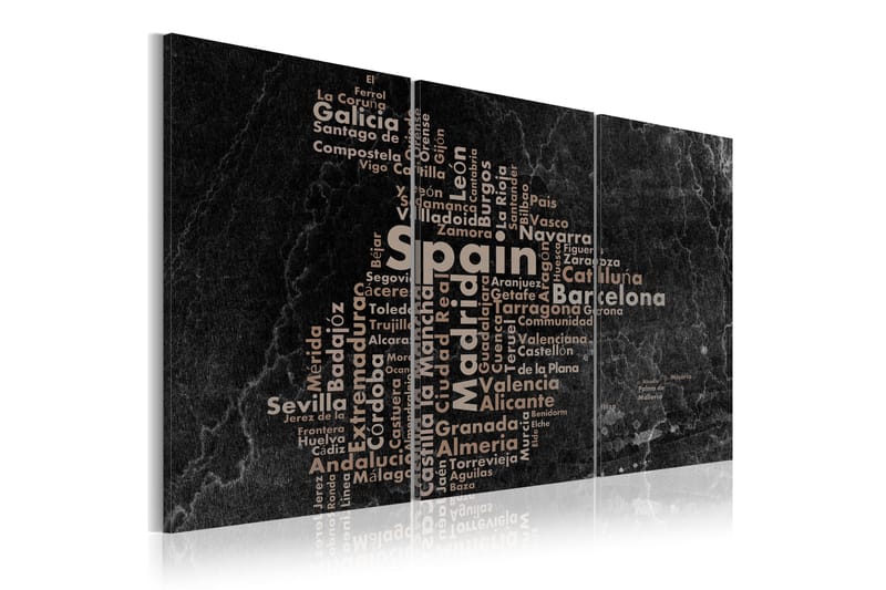 Bilde Map Of Spain On The Blackboard Triptich 120x60 - Artgeist sp. z o. o. - Innredning - Bilder & kunst - Lerretsbilder