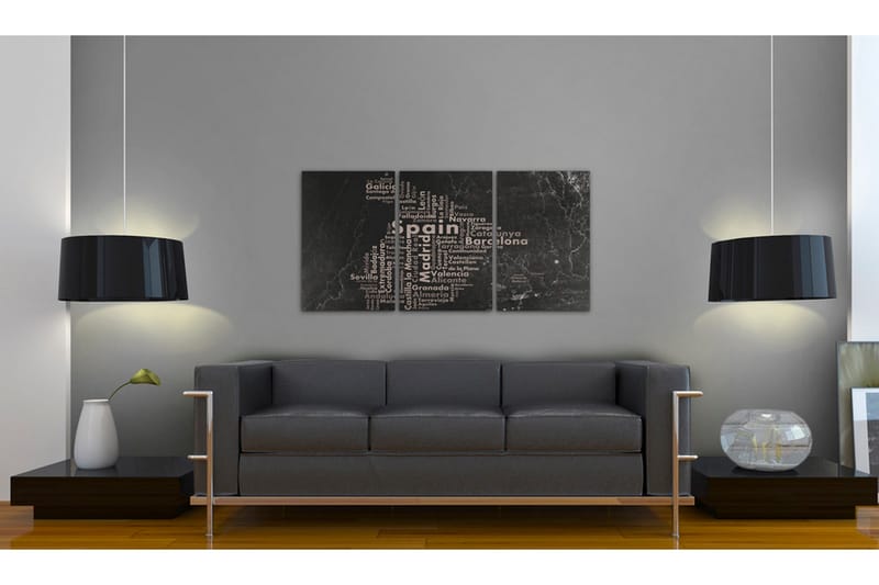 Bilde Map Of Spain On The Blackboard Triptich 60x30 - Artgeist sp. z o. o. - Innredning - Bilder & kunst - Lerretsbilder