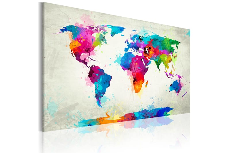 Bilde Map of the world an explosion of colors 120x80 - Artgeist sp. z o. o. - Innredning - Bilder & kunst - Lerretsbilder