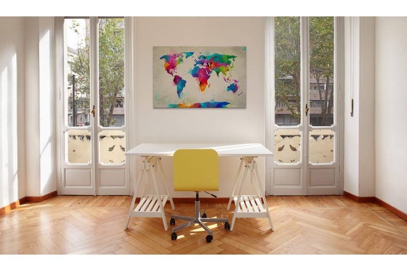Bilde Map Of The World An Explosion Of Colors 90x60 - Artgeist sp. z o. o. - Innredning - Bilder & kunst - Lerretsbilder