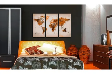 Bilde Map Of The World Desert Storm Triptych 120x80 - Artgeist sp. z o. o. - Innredning - Bilder & kunst - Lerretsbilder