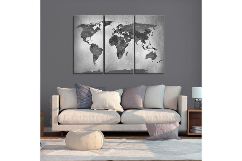 Bilde Map On Concrete 3 Parts 90x60 - Artgeist sp. z o. o. - Innredning - Bilder & kunst - Lerretsbilder